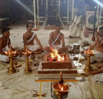 Traditional Vedic fire ritual – Homam with priests